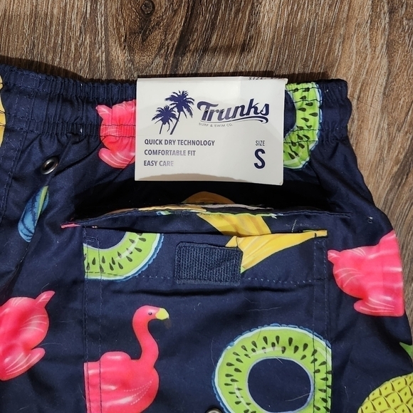 Macy's Trunks Surf & Swim Co Navy Blue Pool Float Beach Wear Trunks Small NWT - Picture 10 of 16
